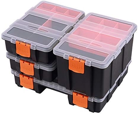 CASOMAN Hardware &amp; Parts Organizers, 4 Piece Set Toolbox, Compartment Small Parts Organizer, Versatile and Durable Storage Tool Box
