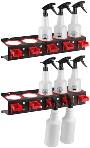 MOLIGOU 2 Pcs Spray Bottle Storage Rack, Wall Mount Bottle Organizer Car Detailing, Steel Spray Bottle Holder : Tools &amp; Home Improvement