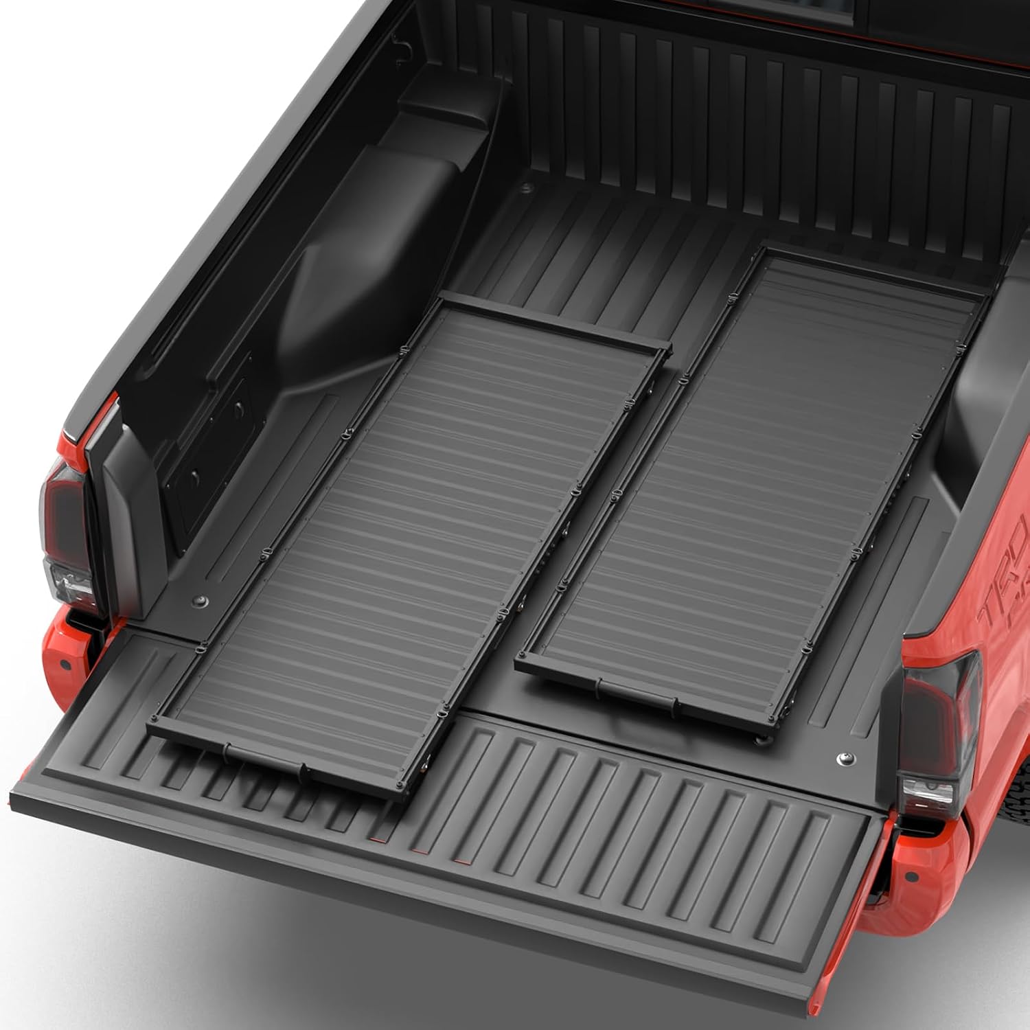 S2 Series Slide-Out Truck Bed Organizer Aluminum Tray，Mid-Size Bed Organizer for Tacoma, Ranger, Colorado, Canyon, Frontier, Ridgeline 5' & Longer Beds，No Drilling Installation (Two Aluminum Trays)